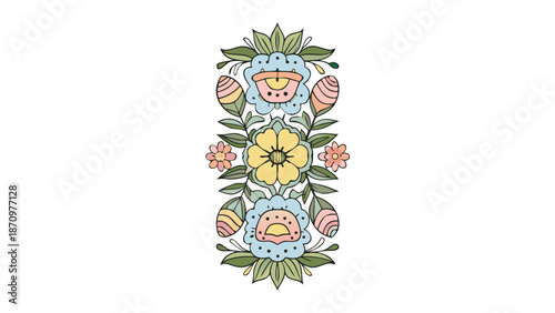 Vibrant floral pattern with colorful flowers and leaves