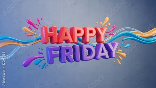 Happy Friday Colorful Graffiti Typography Background