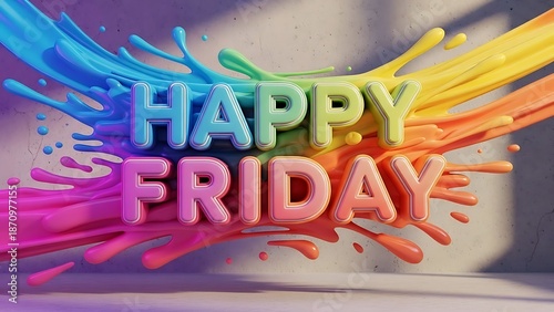 Happy Friday Colorful Graffiti Typography Background