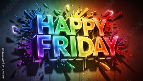 Happy Friday Colorful Graffiti Typography Background
