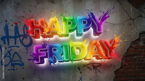 Happy Friday Colorful Graffiti Typography Background