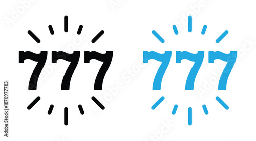 777 Slot Machine Black Silhouette Icon. Casino Lucky Jackpot Glyph Pictogram. Lottery Win Flat Symbol. Play Gambling Jackpot Money. 777 Luck Fruit Machine Las Vegas. Isolated Vector Illustration.