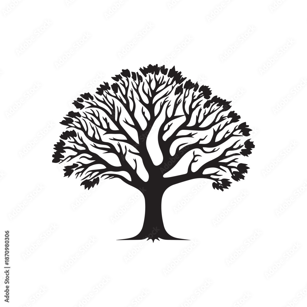 Obraz premium Tree icon isolated black on white background. Vector Illustration.