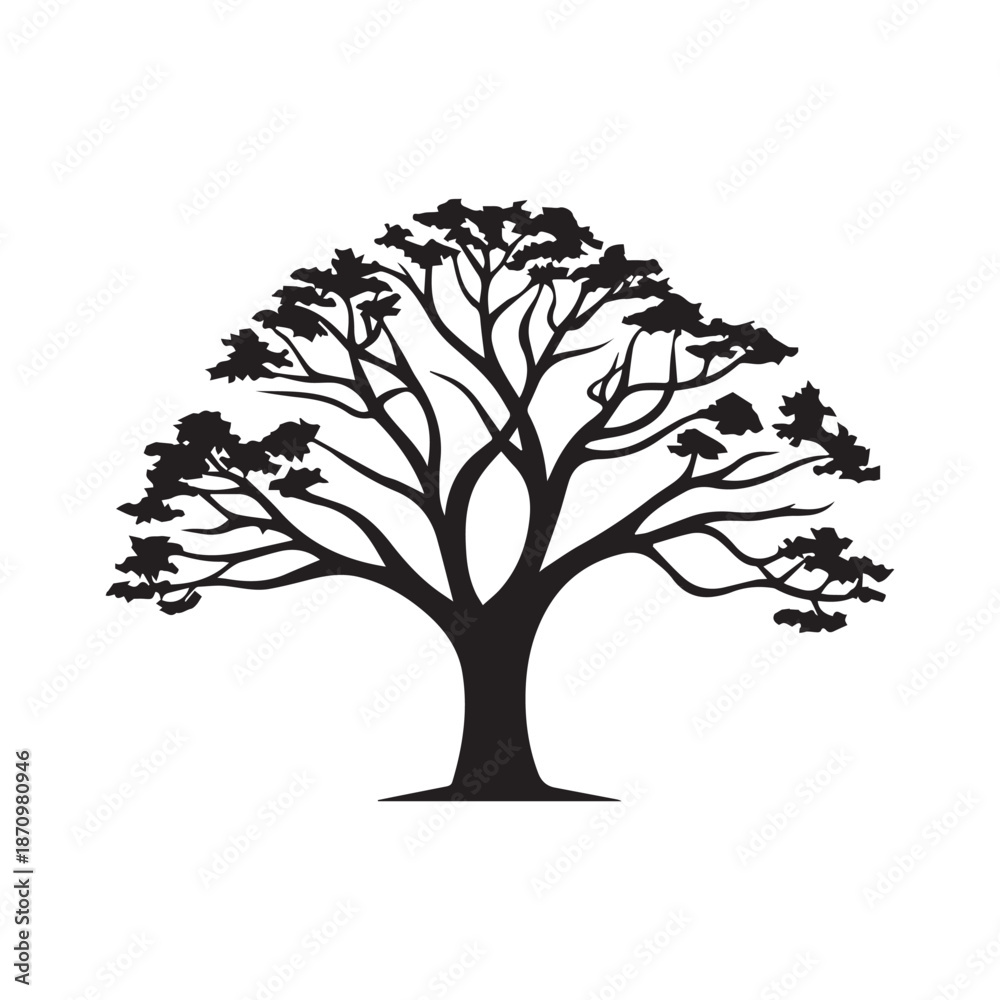 Obraz premium Tree icon isolated black on white background. Vector Illustration.