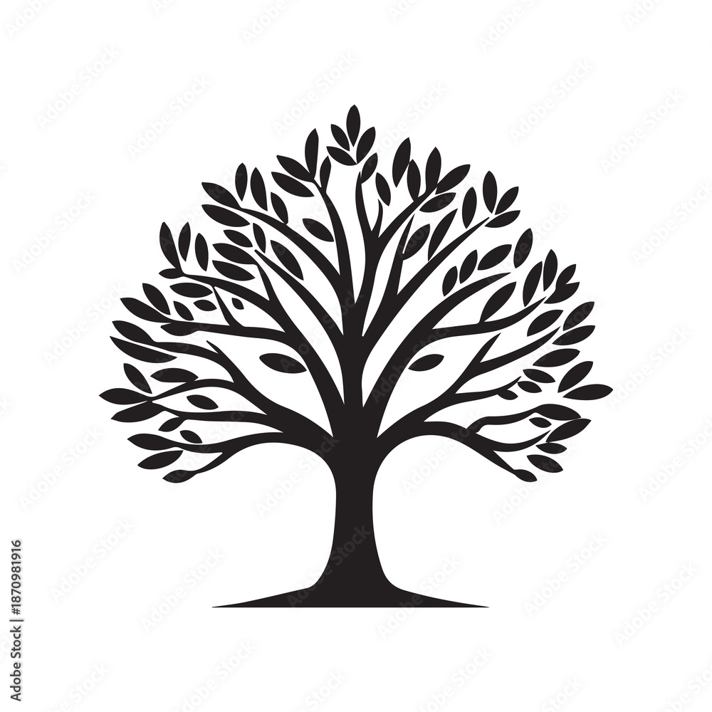 Obraz premium Tree icon isolated black on white background. Vector Illustration.
