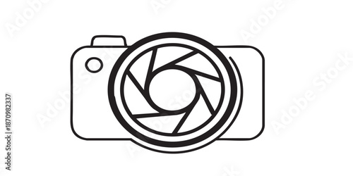 Camera shutter vector icon, diaphragm and photography symbol, black outline and filled style, isolated on transparent background, minimalist vector design for UI, web, and print.Camera shutter vector 