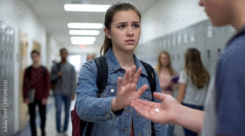 Teenager Refusing Drugs at School