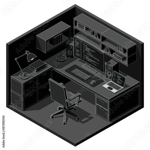 Modern Office Space with Furniture and Equipment.