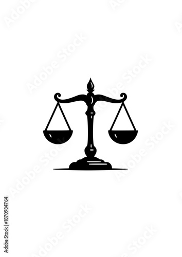 Classic balance scale silhouette on a light background for justice and legal themes