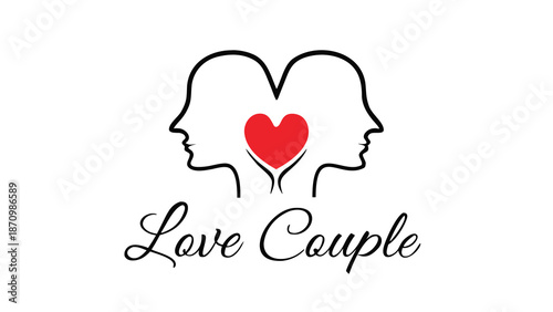 Loving couple illustration with heart symbol