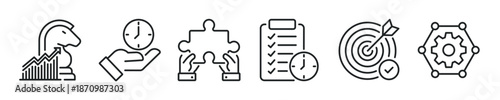 Action Plan thin line icon set. Web minimal editable stroke icons