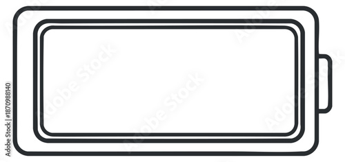 An outline illustration of a battery icon in minimalist vector style, ideal for technology and energy-related designs