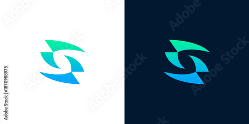 Modern abstract letter S logo design featuring a dynamic fluid flow and intertwined shapes, representing connection and continuous movement for various branding needs
