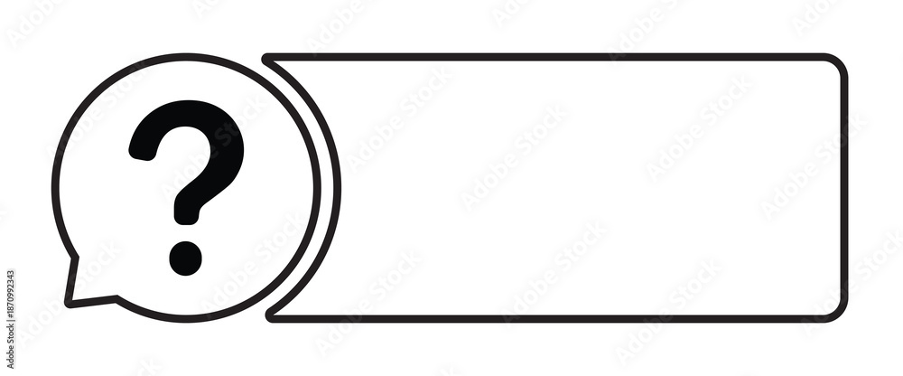 Obraz premium Question mark emblem with blank text box for customization.