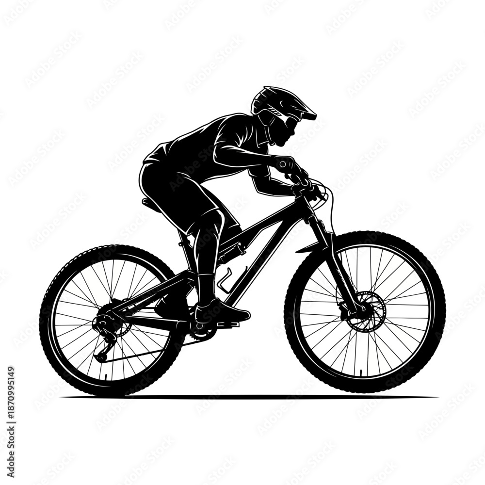 Fototapeta premium Cyclist riding mountain bike
