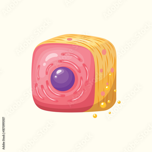 A flat illustration of a tissue cell structure, ideal for biology lessons, medical diagrams, and scientific presentations.