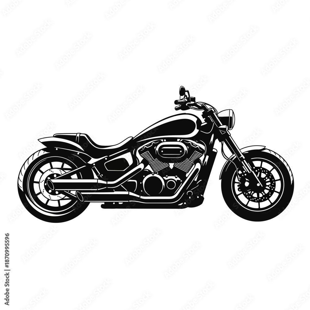 Fototapeta premium Black and white motorcycle illustration