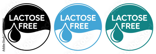 Lactose Free badge set, Lactose Free label set, Lactose Free logo set