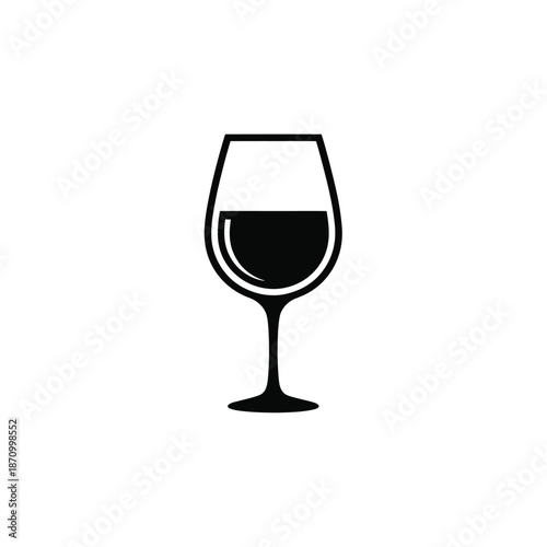 A wine glass filled with red wine on a plain white background
