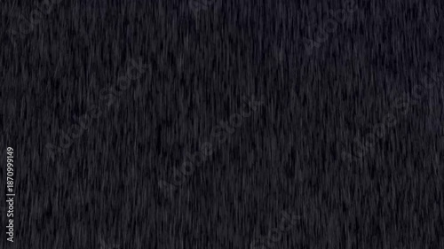 Heavy rain wall falls in front of the black background. Raining animation- Realistic rain falling animated. Heavy rainstorm hitting black surface. Torrential rain- Heavy simple white rain drops.