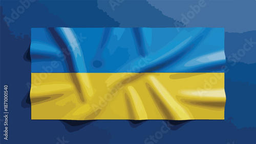 A blue and yellow flag with wavy lines