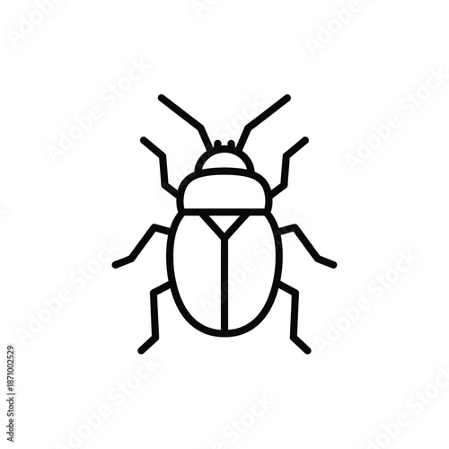 Simple black illustration of a beetle on a white background