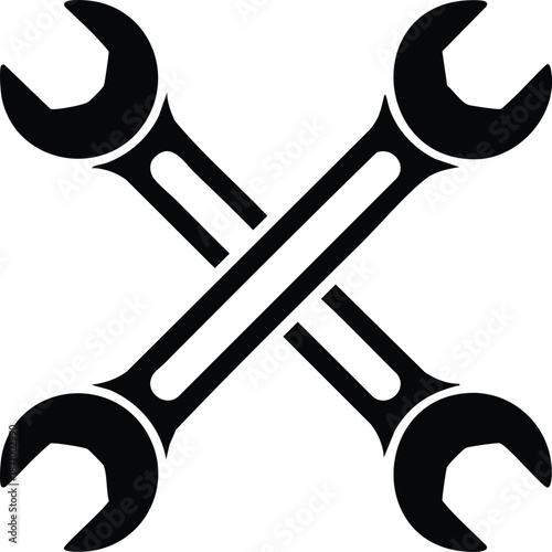 Crossed Wrenches Icon, silhouette, vector, illustration