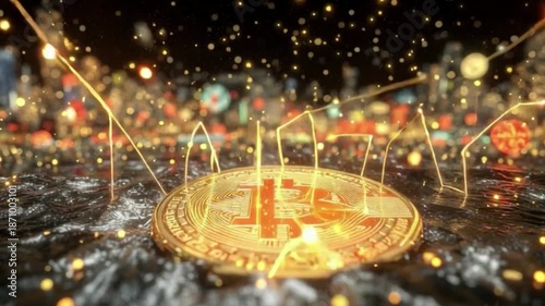 4K Ultra HD cinematic digital animation showcasing Bitcoin, cryptocurrency, and blockchain technology. Futuristic visuals with dynamic motion highlight digital finance and decentralized networks