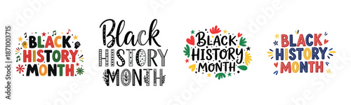 Black history month creative designs with colorful elements