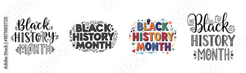 Black history month typography designs celebrating culture and diversity