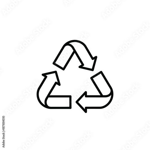 Simple black recycle symbol illustration on white background