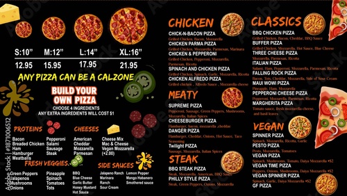 Принти на полотні Restaurant Menu design For BBQ, Chicken, Pizza, Burger, Turkish, Indian Italian