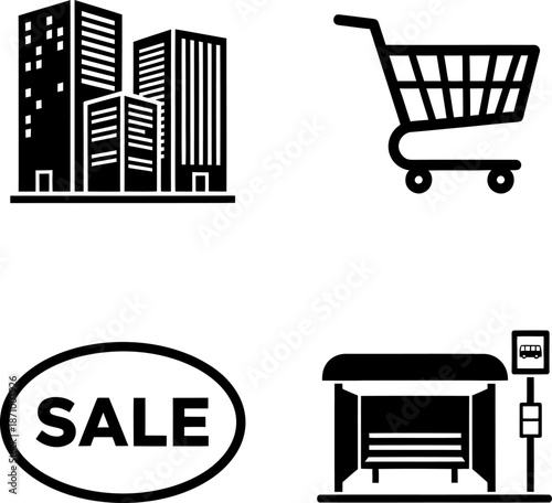 Urban shopping icons Vector