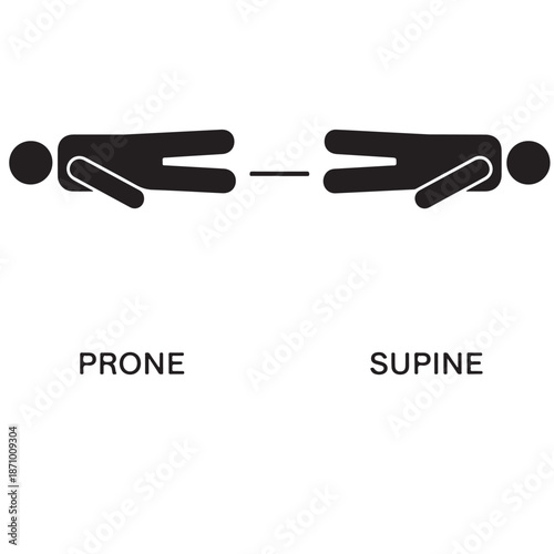 Medical Diagram Illustrating Prone and Supine Body Positions