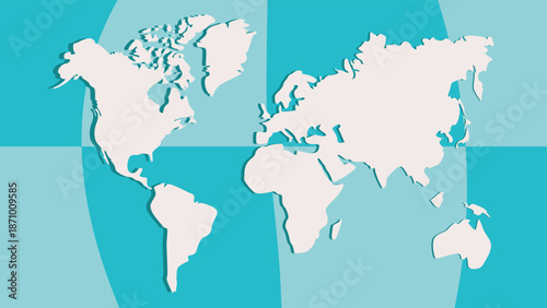 Map Illustration with Water Background, flat color illustration