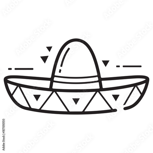 Stylized Sombrero Hat Drawing with Festive Abstract Elements