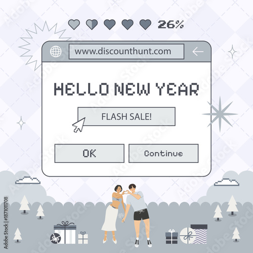 2026 new year background with cute illustration