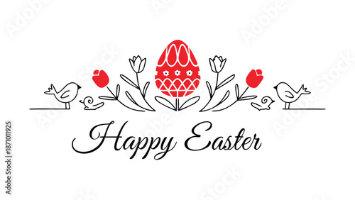 Vibrant Easter egg with flowers and birds design