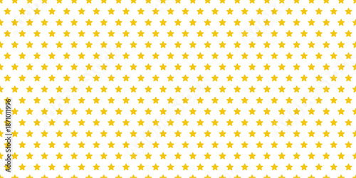 Seamless small star pattern with repeating yellow stars creating simple decorative background for wallpaper, textile, wrapping paper, stationery and playful surface design