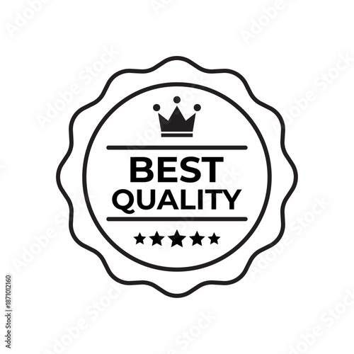 Best quality badge icon with decorative labels representing superior product standard, trusted excellence, quality assurance and ecommerce marketing concept