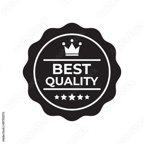 Best quality badge icon with decorative labels representing superior product standard, trusted excellence, quality assurance and ecommerce marketing concept