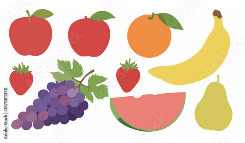 Colorful watercolor fruit vector collection with fresh fruits isolated on white