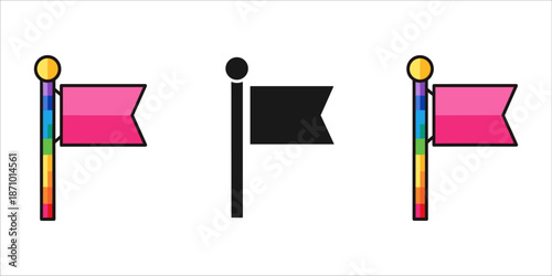 Two flags with a symbol between them Vector