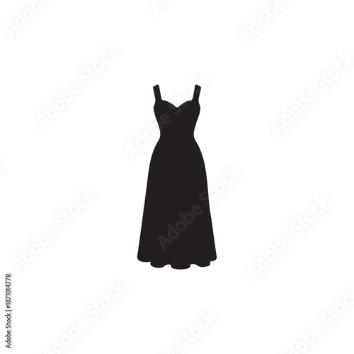 Corset midi dress silhouette vector flat illustration design.