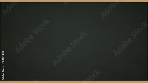 A serene blackboard with a wooden frame viewed from the front in a classroom setting