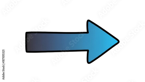 A blue gradient arrow pointing to the right on a white background