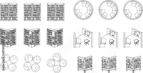 A technical illustration showcasing a selection of design layout options, offering a detailed perspective.
