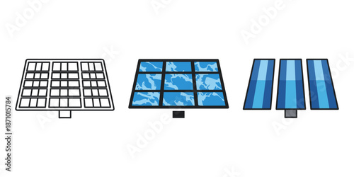 Three types of solar panels Vector