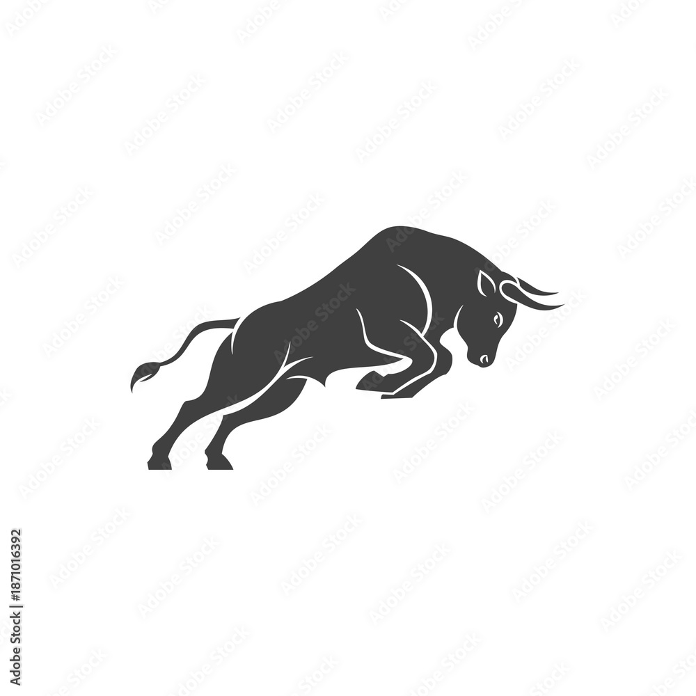 Fototapeta premium Charging Bull Silhouette Logo