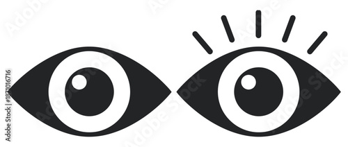 Abstract representation of two eyes, one open and one blinking, symbolizing vision, observation, and awareness